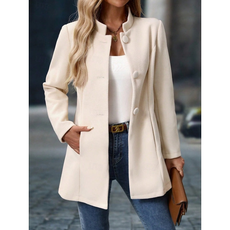 Single-Breasted Stand Collar Coat with Tailored Fit Modeberg Bern
