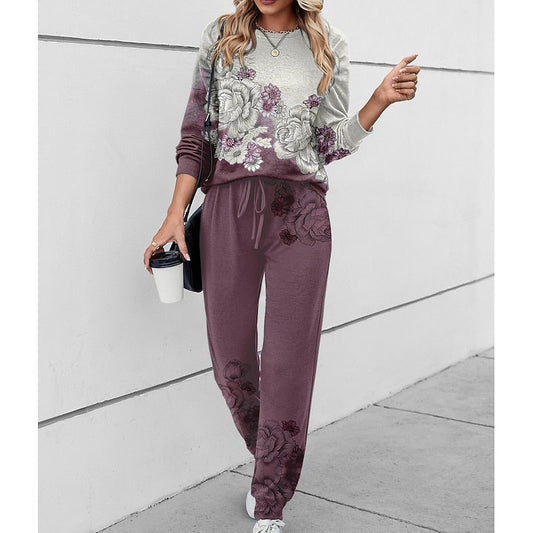 Floral Print Round-Neck Loungewear Set Modeberg Bern