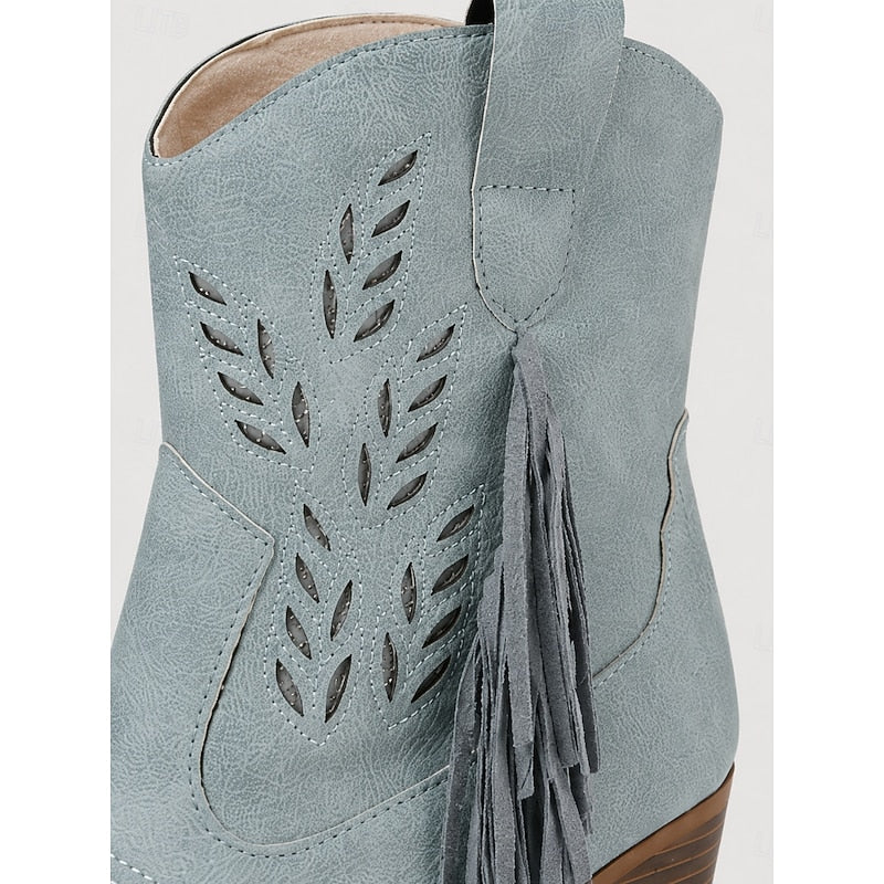Tasseled Western Ankle Boots with Block Heel Modeberg Bern
