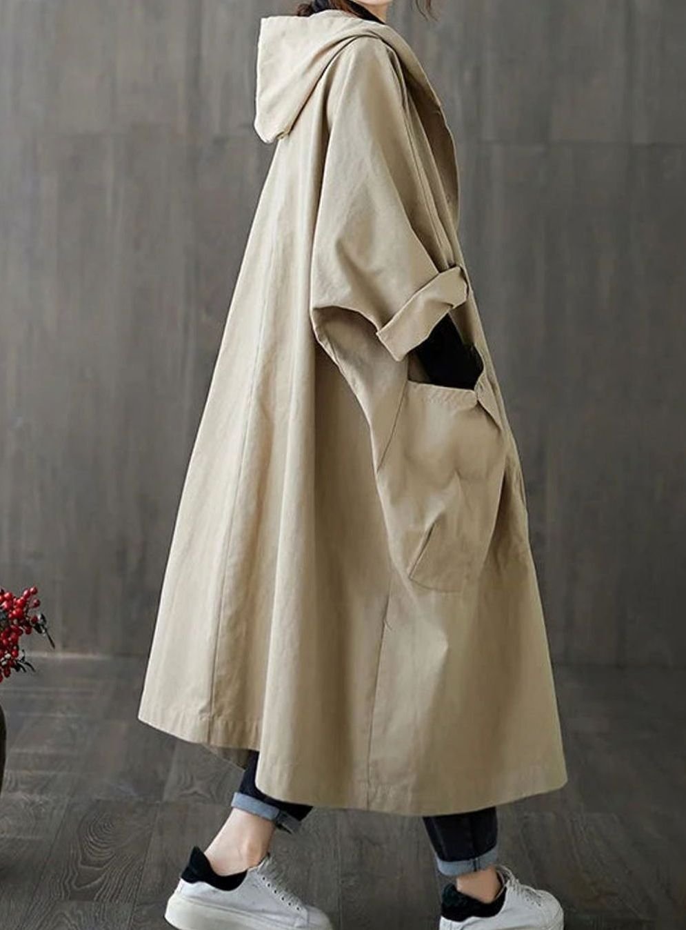 Oversized Hooded Trench Coat with Water Repellent Finish Modeberg Bern