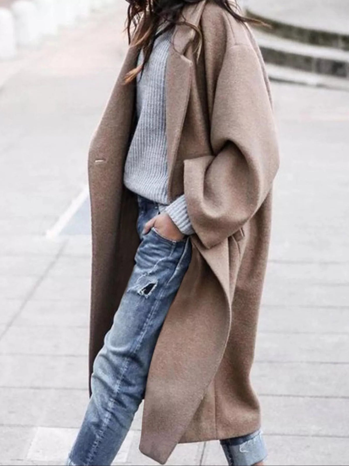 Oversized Long Winter Coat with Wide Sleeves Modeberg Bern