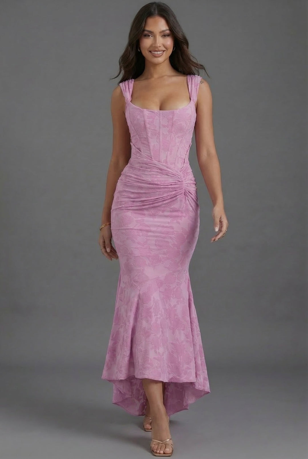 Corset Ruched Wedding Guest Maxi Dress Modeberg Bern