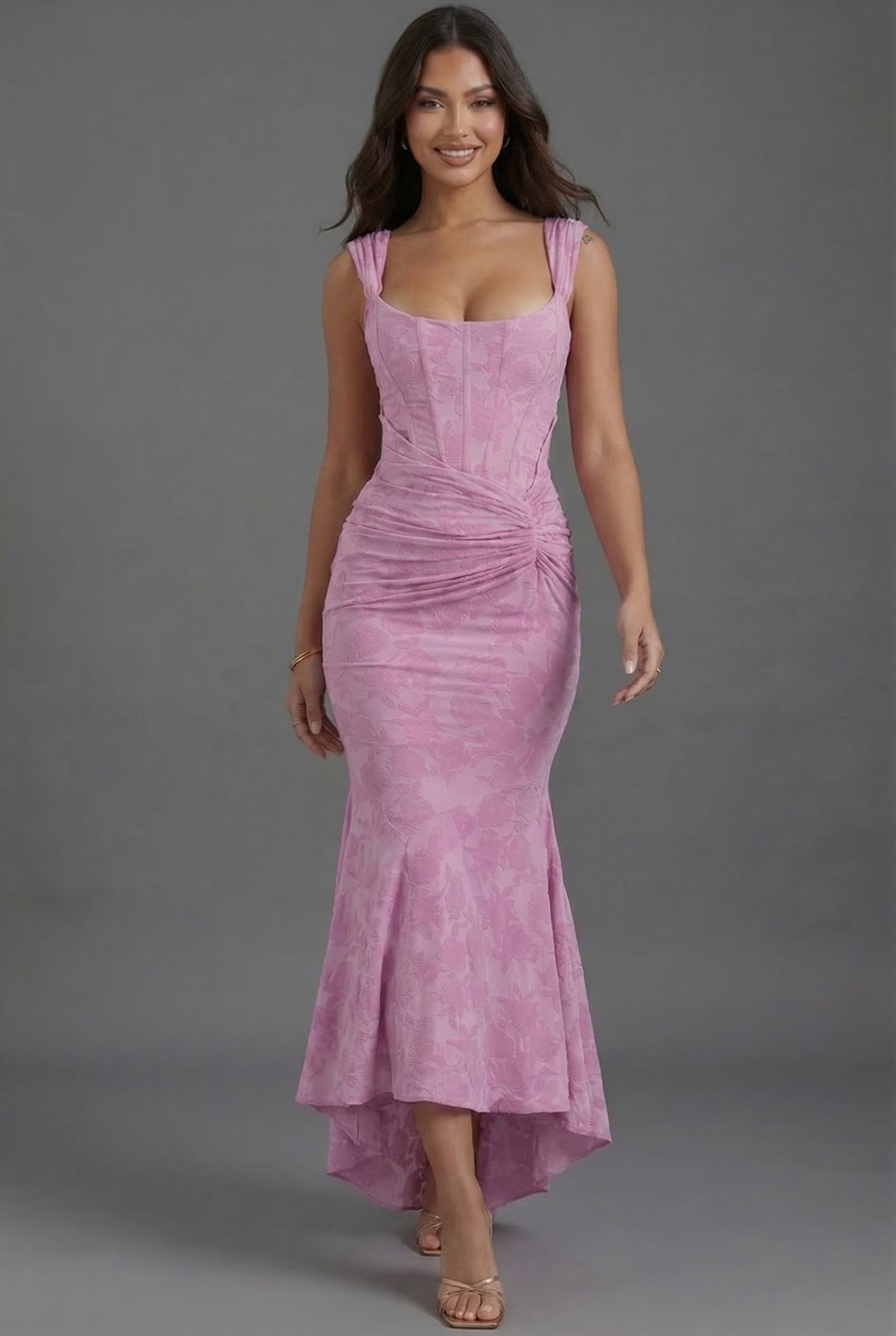 Corset Ruched Wedding Guest Maxi Dress Modeberg Bern