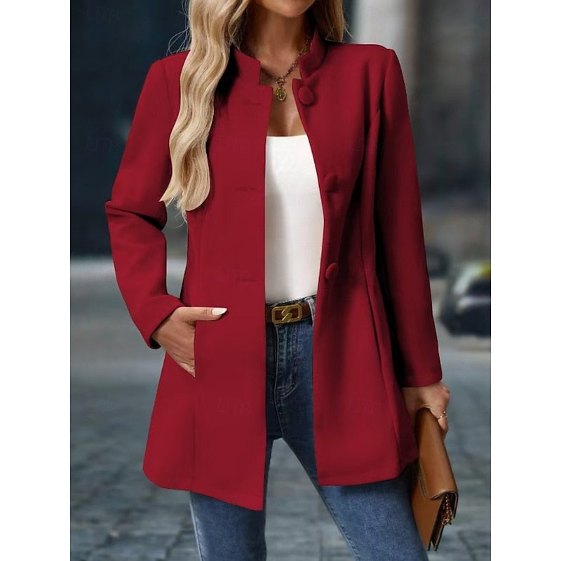 Single-Breasted Stand Collar Coat with Tailored Fit Modeberg Bern