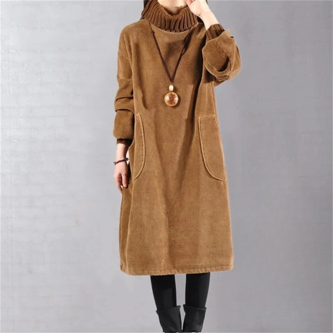 Roll Neck Midi Jumper Dress with Patch Pockets Modeberg Bern