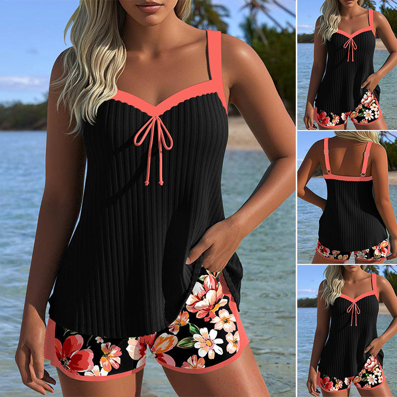 Alina™ Bedrucktes Badeanzug-Set mit Oberteil und Shorts für Damen