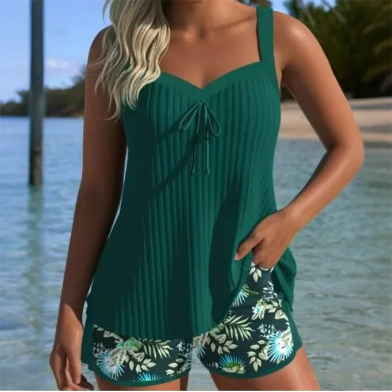 Alina™ Bedrucktes Badeanzug-Set mit Oberteil und Shorts für Damen