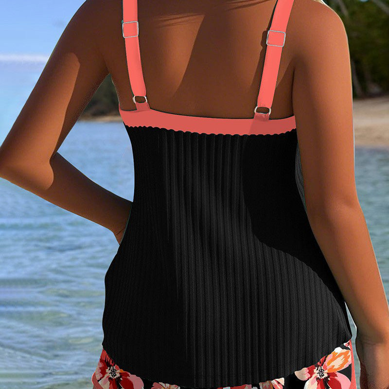 Alina™ Bedrucktes Badeanzug-Set mit Oberteil und Shorts für Damen