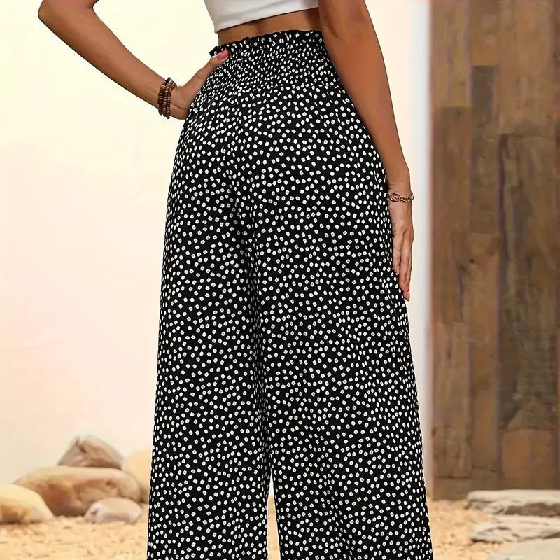 Smocked High Waist Wide Leg Trousers Modeberg Bern