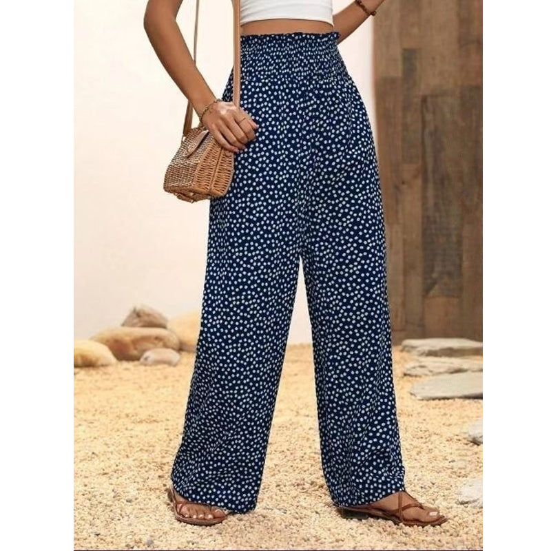 Smocked High Waist Wide Leg Trousers Modeberg Bern