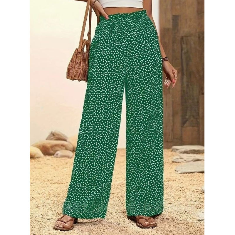 Smocked High Waist Wide Leg Trousers Modeberg Bern