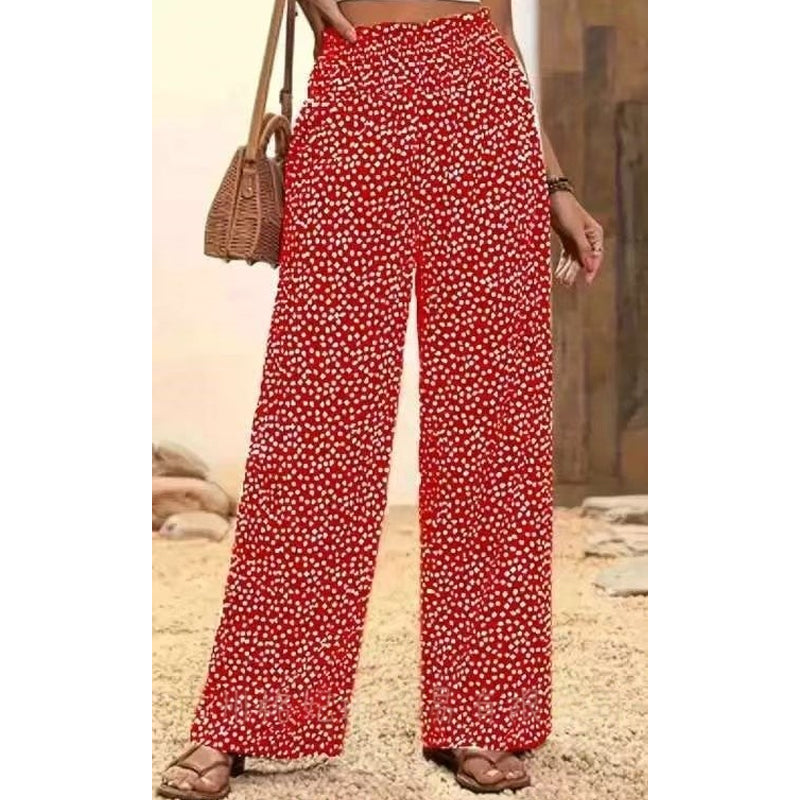 Smocked High Waist Wide Leg Trousers Modeberg Bern