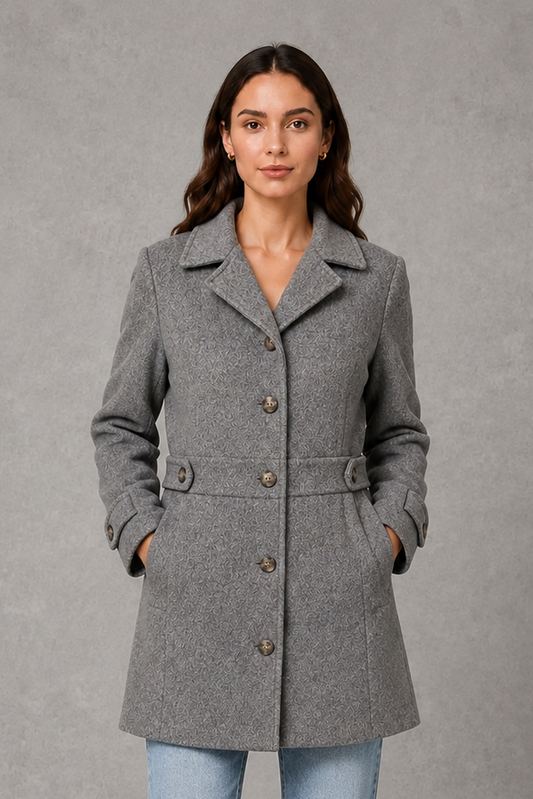 Tailored Longline Coat with Collar and Button Front Modeberg Bern
