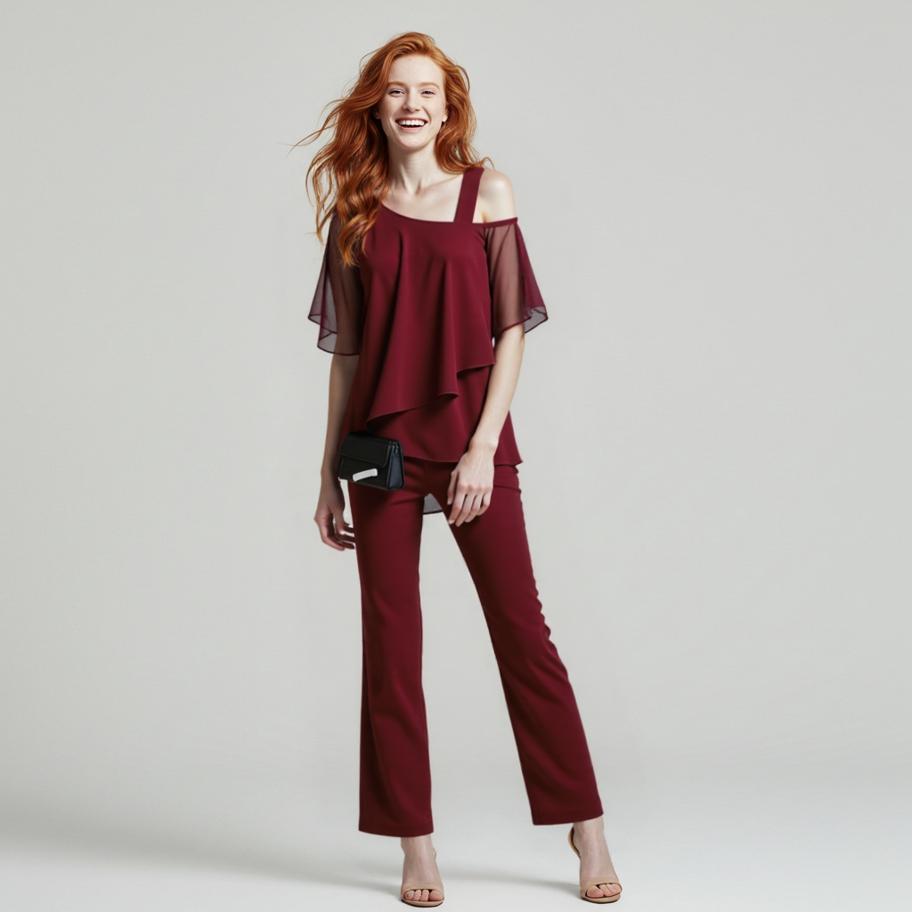 Chiara™ Eleganter Zweiteiler mit Cold-Shoulder-Bluse für Damen