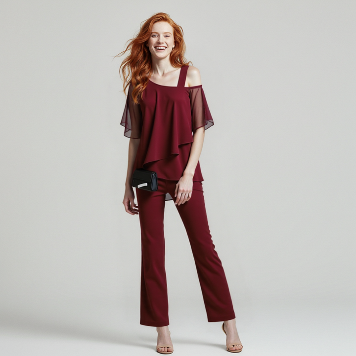 Chiara™ Eleganter Zweiteiler mit Cold-Shoulder-Bluse für Damen