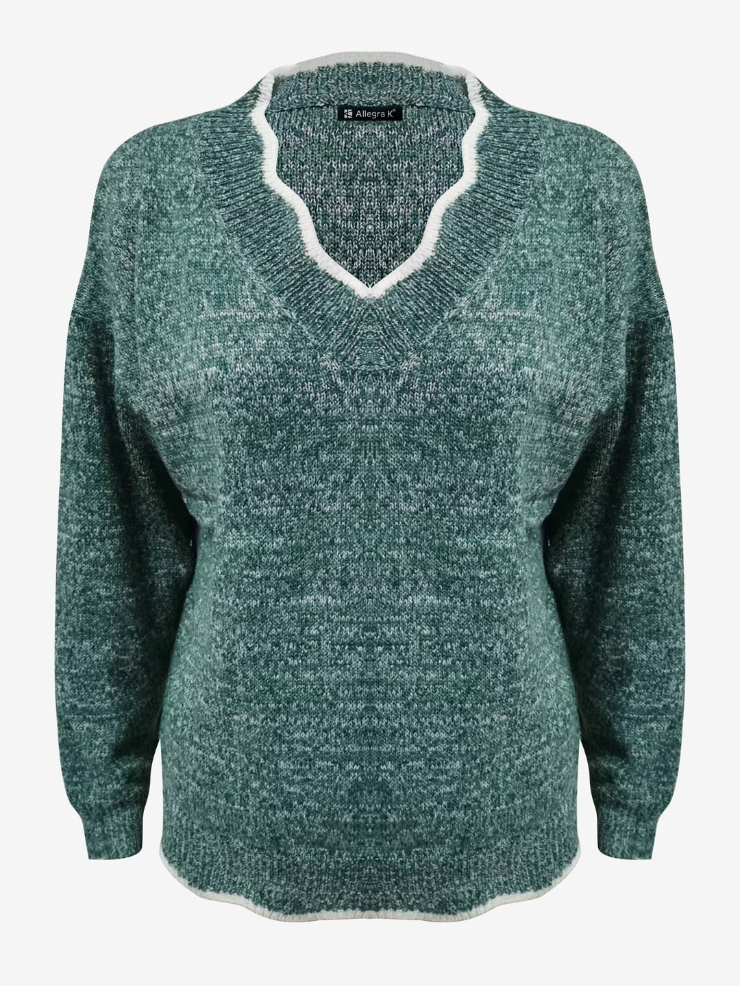 Notch V-Neck Long Sleeve Knit Jumper Modeberg Bern