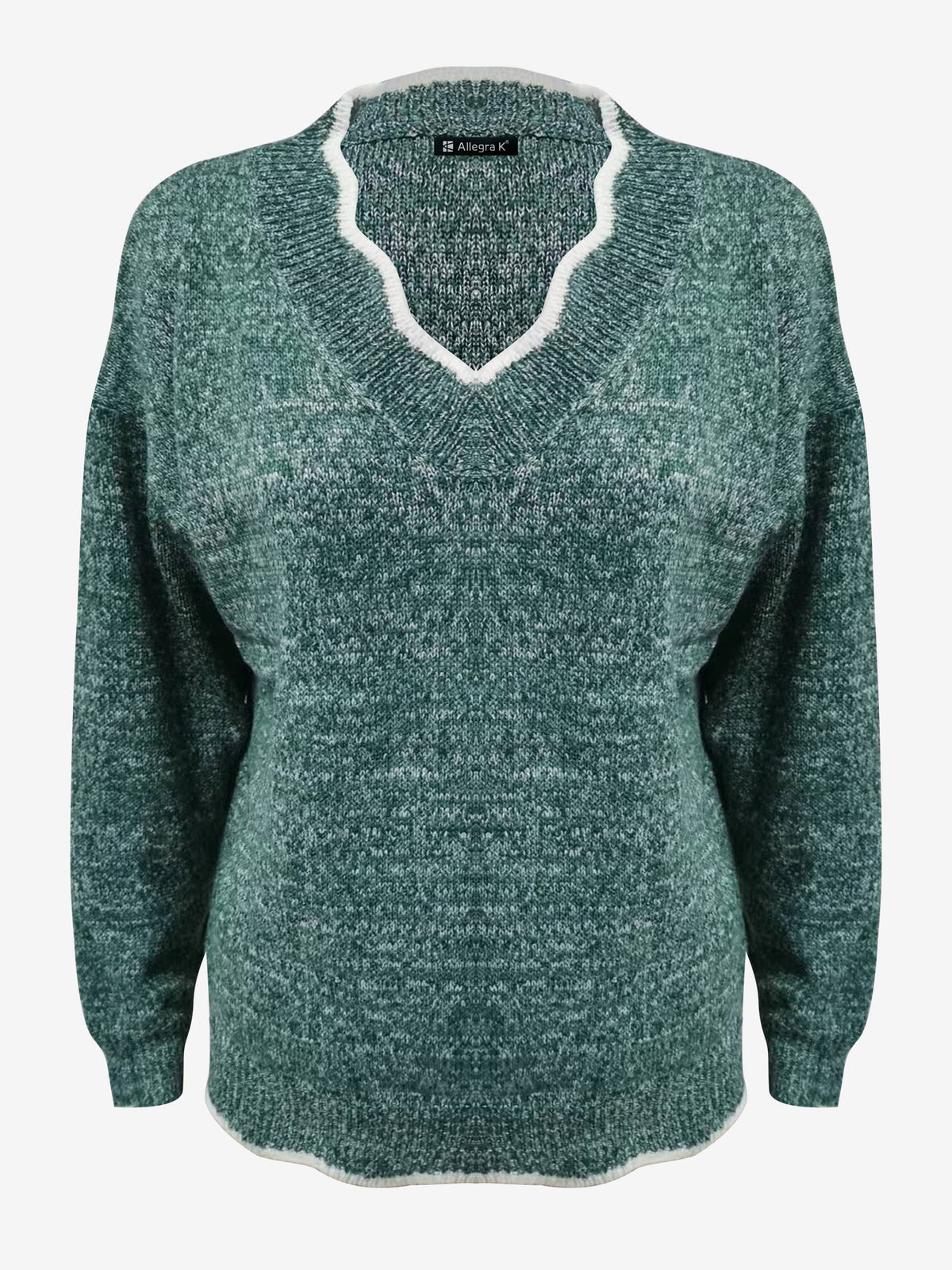Notch V-Neck Long Sleeve Knit Jumper Modeberg Bern