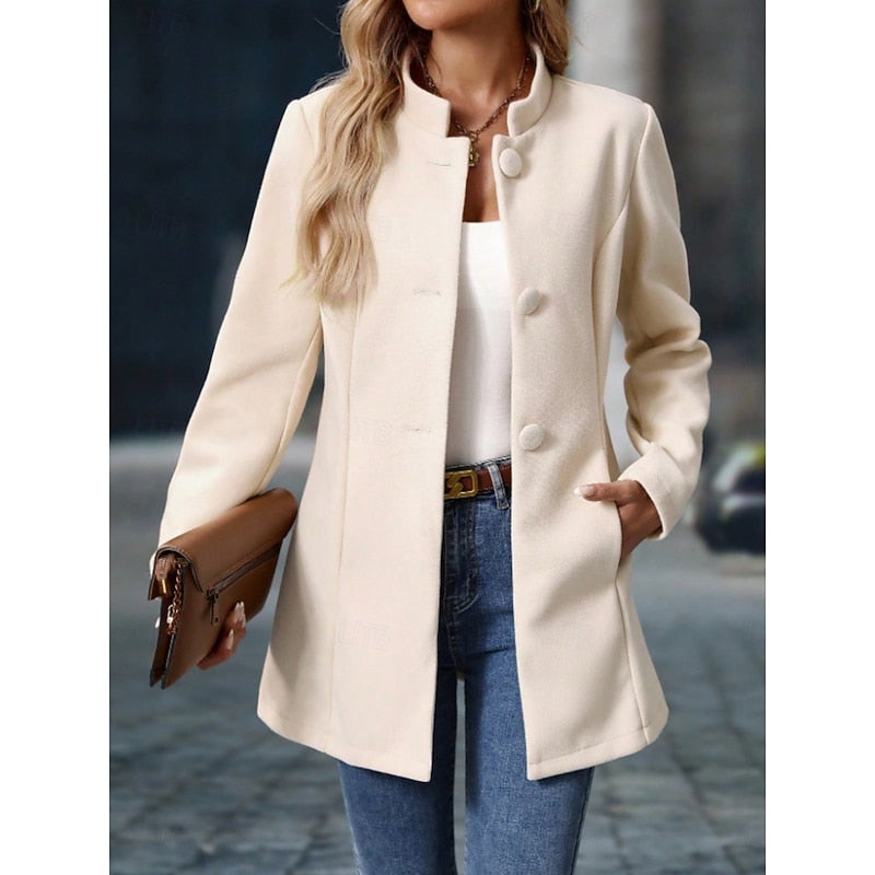 Single-Breasted Stand Collar Coat with Tailored Fit Modeberg Bern