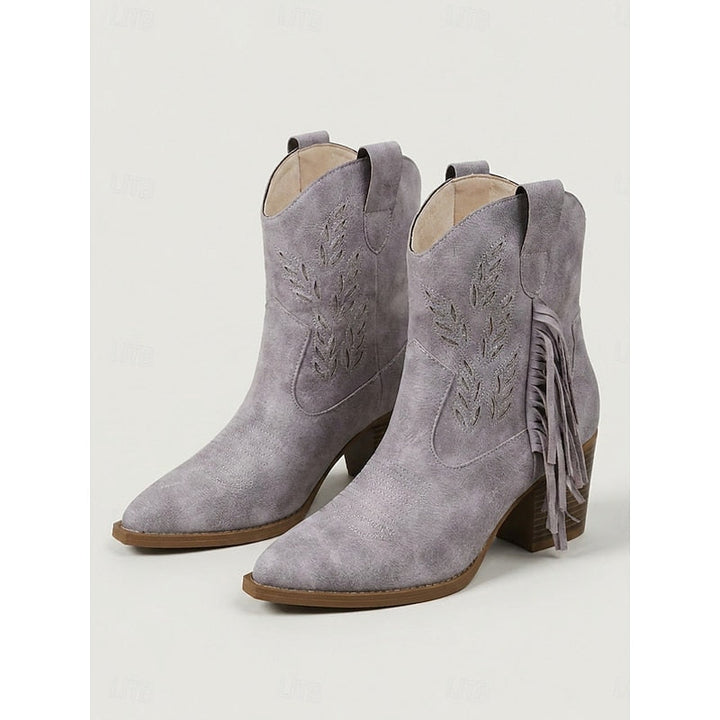 Tasseled Western Ankle Boots with Block Heel Modeberg Bern