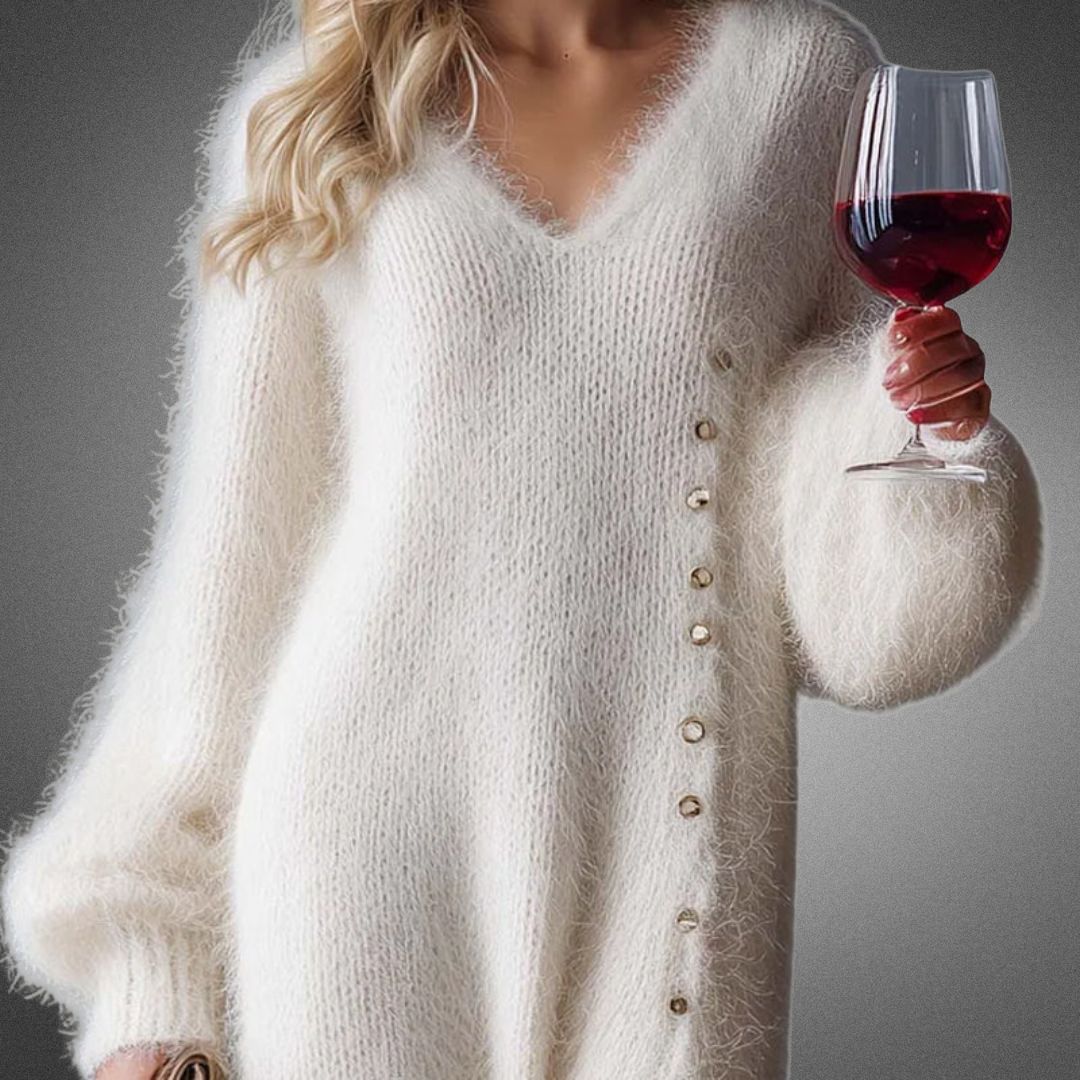 Oversized Maxi Jumper Dress with Deep V Neckline Modeberg Bern