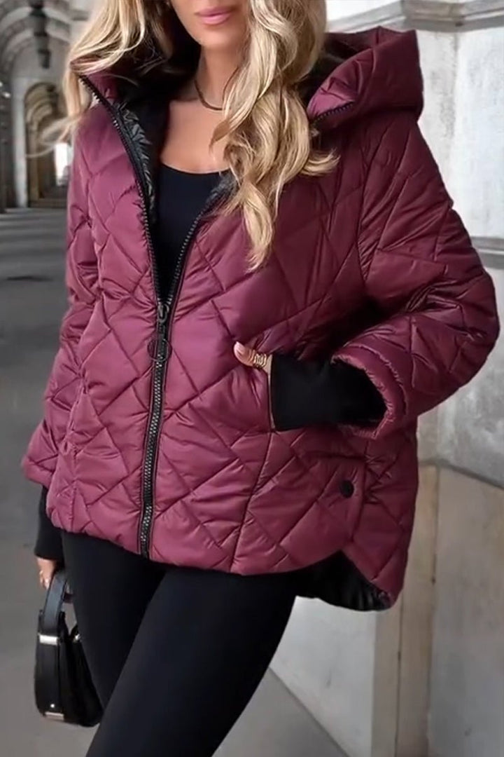 Diamond Quilted Hooded Puffer Jacket with Zip Modeberg Bern