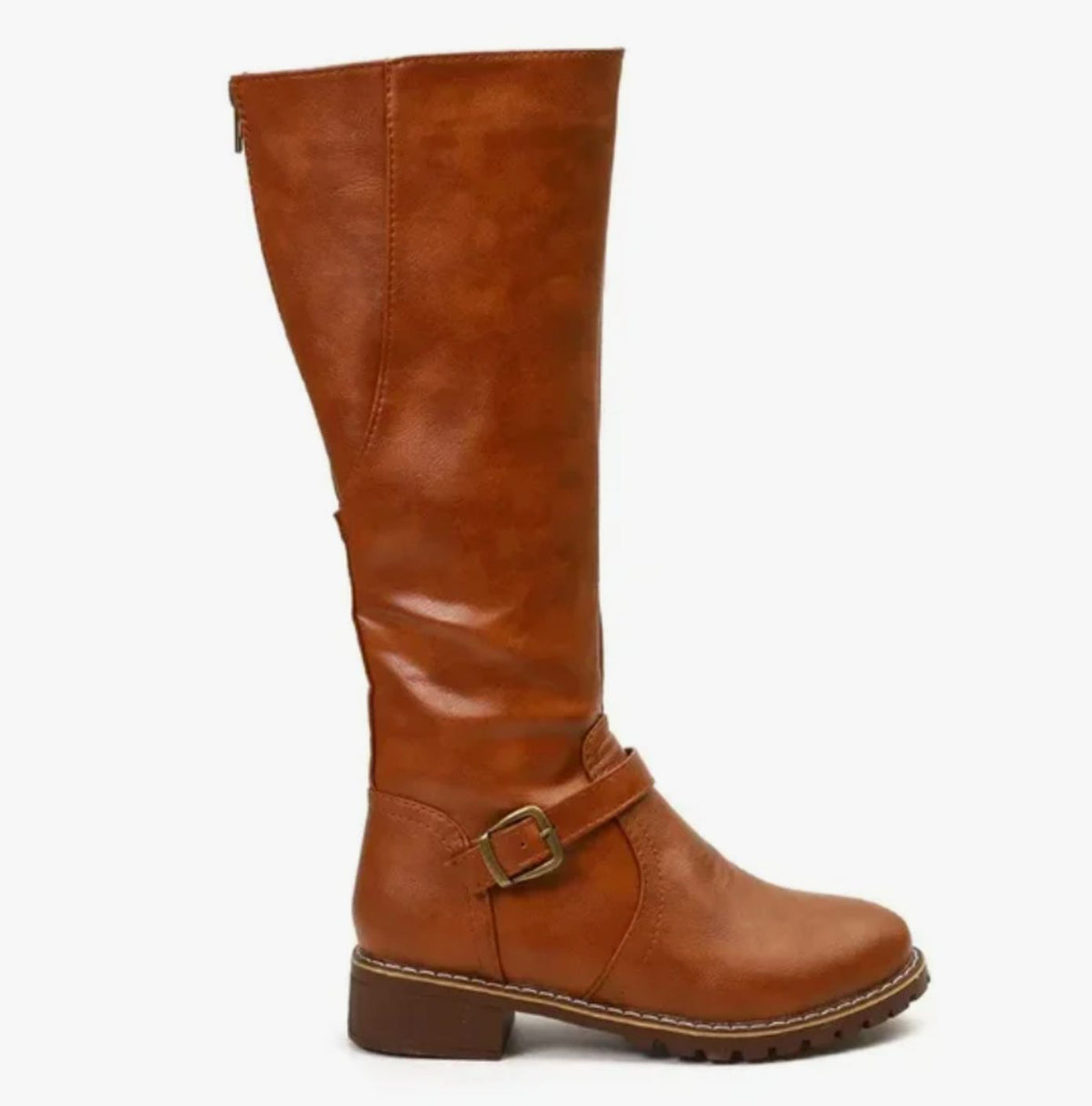 Leather Knee High Riding Boots with Ankle Buckle Strap Modeberg Bern