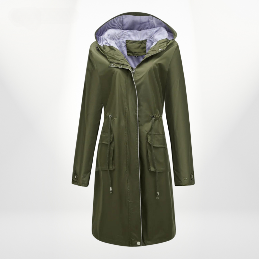 Structured Rain Jacket with Hood and Drawstring Waist Modeberg Bern