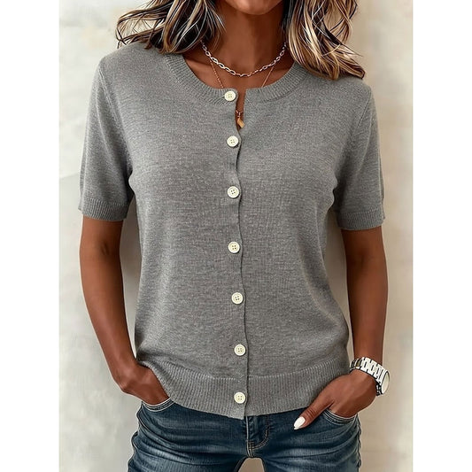 Button-Front Short Sleeve Top Modeberg Bern