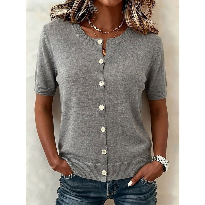 Button-Front Short Sleeve Top Modeberg Bern