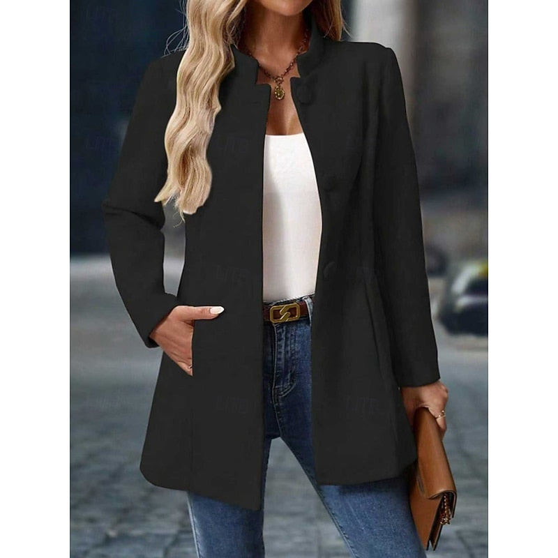 Single-Breasted Stand Collar Coat with Tailored Fit Modeberg Bern