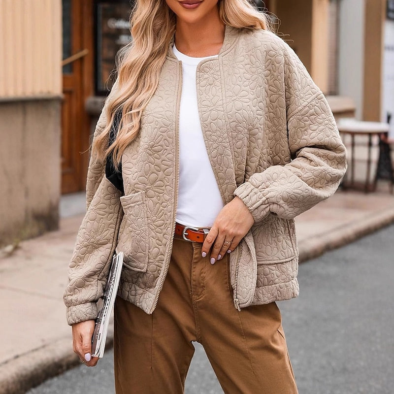 Textured Floral Bomber Jacket Modeberg Bern