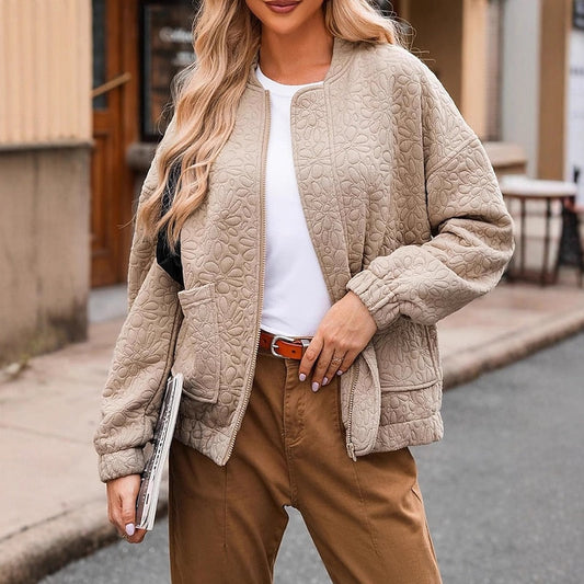 Textured Floral Bomber Jacket Modeberg Bern